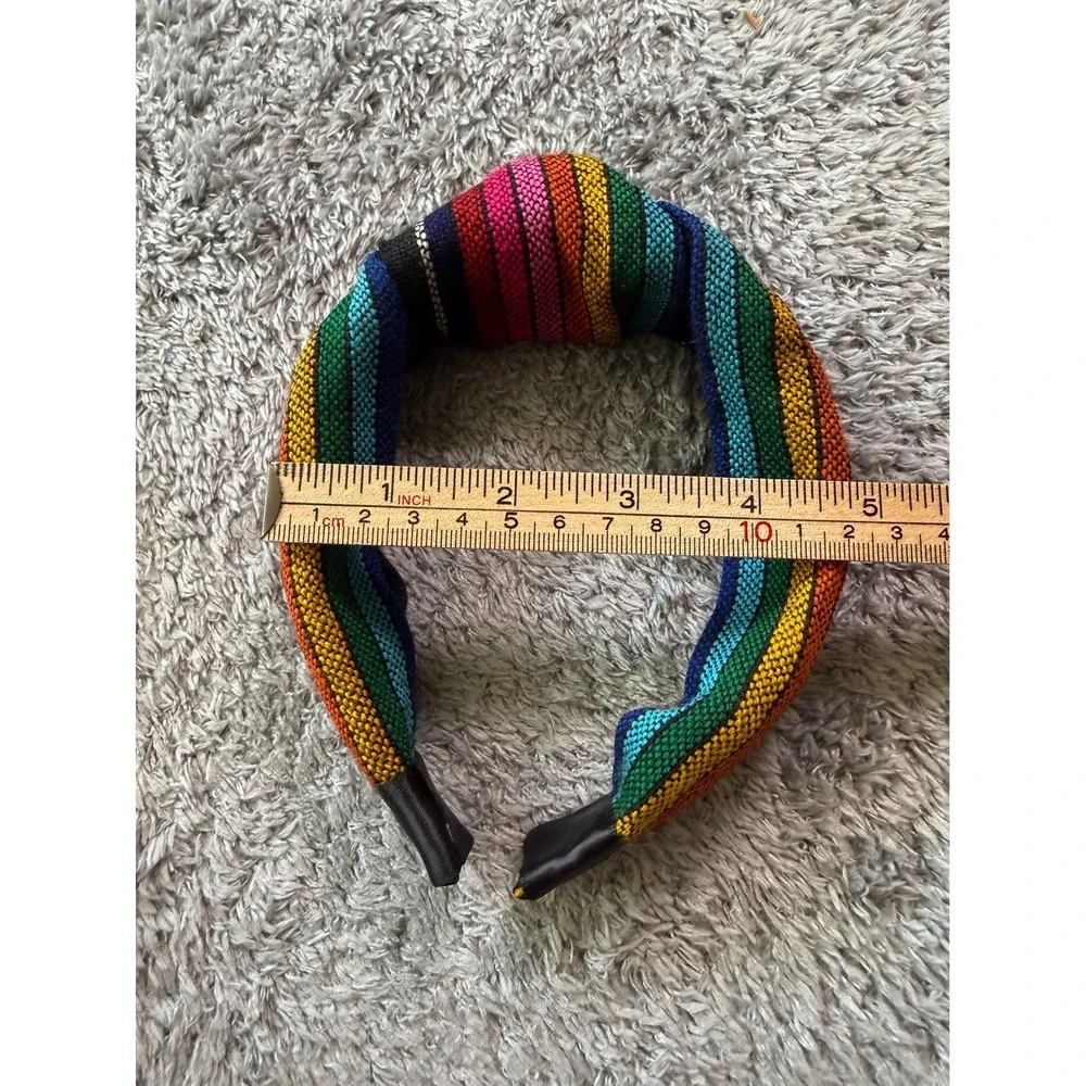Unbranded Women Knotted Rainbow Headband OS Multi Color Woven Fabric